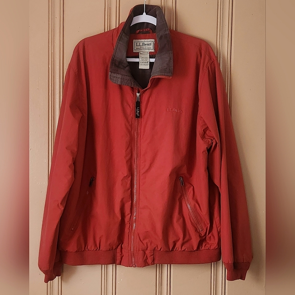 L.L. Bean Warm-Up Jacket XL Orange Flannel Lined